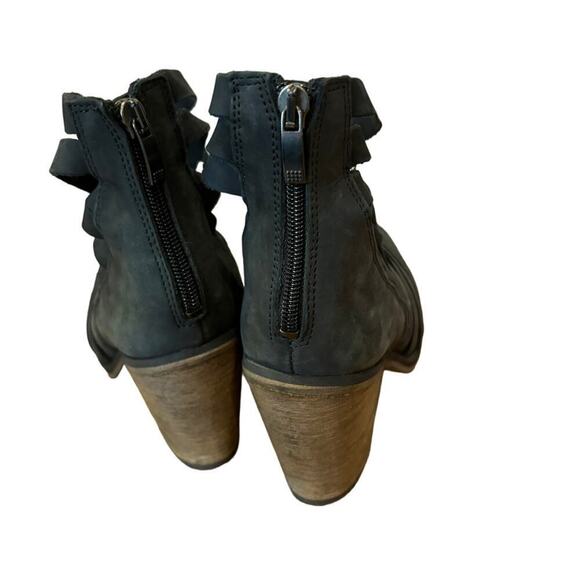 FREE PEOPLE Black Stacked Block Strappy Leather Hybrid Ankle Booties - Picture 7 of 10